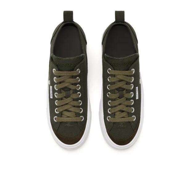 Courreges Canvas 01 Cotton Low Logo Sneakers in Camouflage Green 41 - Picture 4 of 4
